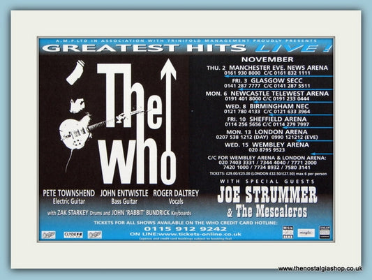 The Who Tour Dates Original Advert 2000 (ref AD1988)