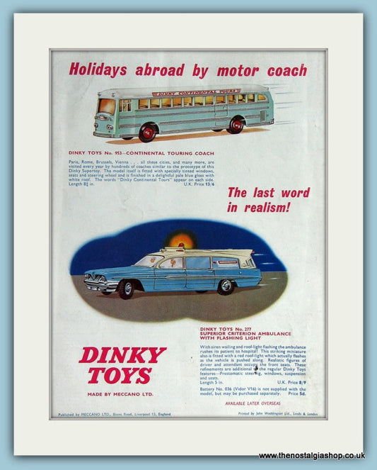 Dinky Toys Touring Coach & Ambulance. Original Advert 1963 (ref AD2830)