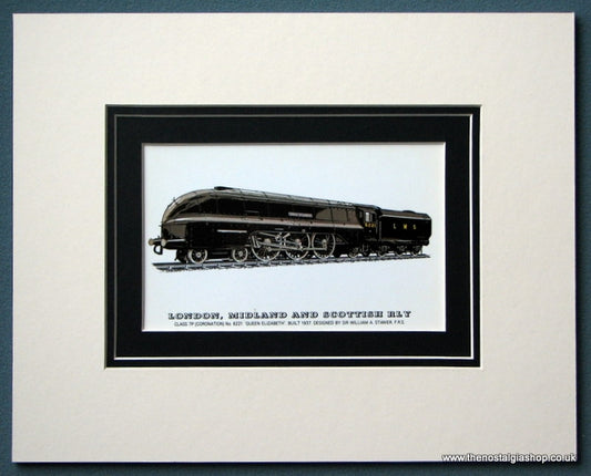 London, Midland And Scottish Rly 'Queen Elizabeth' No: 6221 Mounted print (ref SP31)