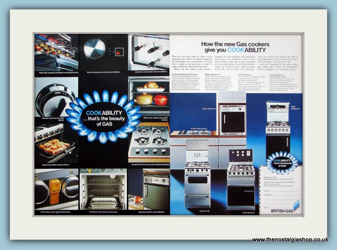 British Gas Cookability A3 size Original Advert 1975 (ref AD2597)