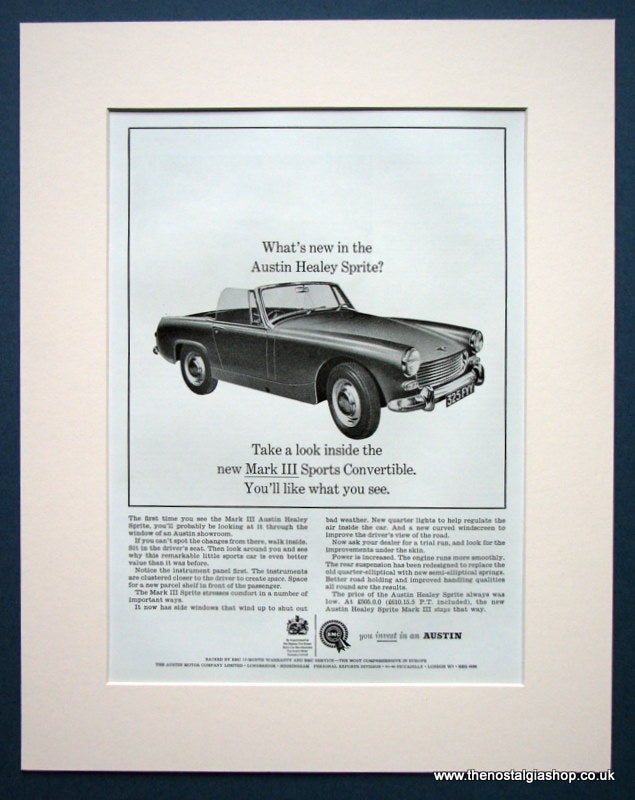 Austin Healey Sprite Mk III. Original advert 1964 (ref AD1383)