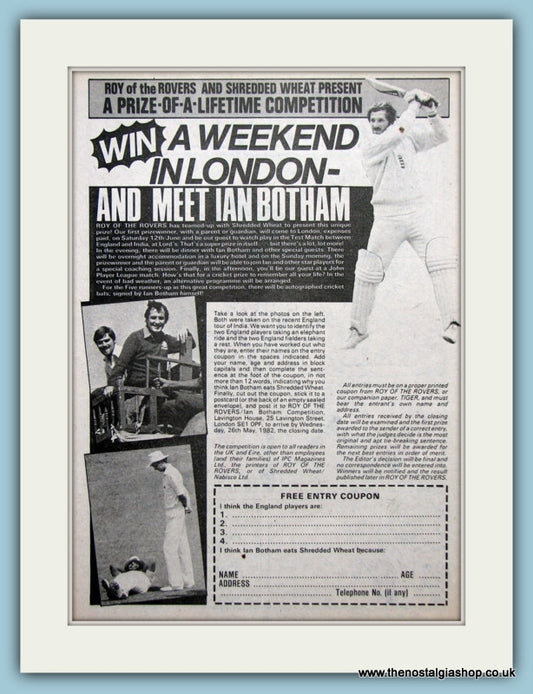 Ian Botham Competition Original Advert 1982 (ref AD2619)