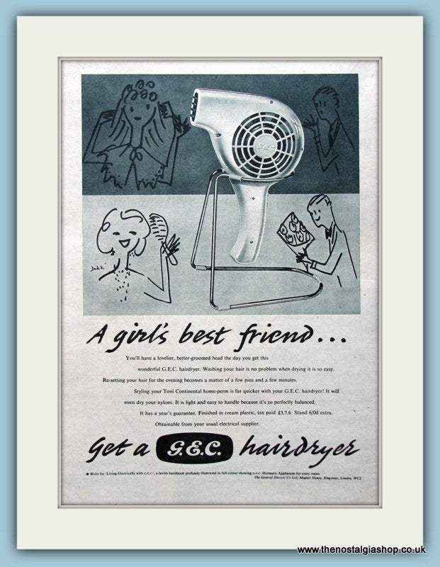 G.E.C Hairdryer Original Advert 1959 (ref AD4502)