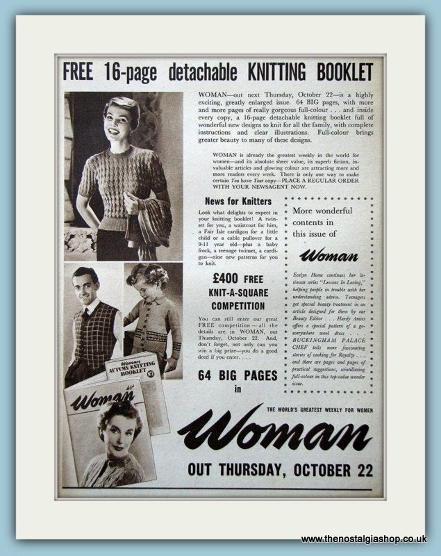 Woman Free Knitting Booklet Original Advert 1953 (ref AD4703)
