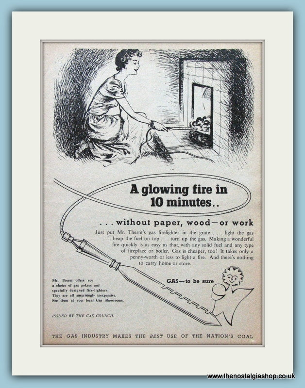 Gas Fire Lighters. Original Advert 1956 (ref AD4282)