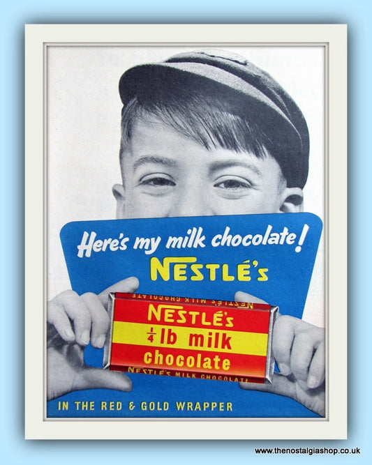Nestle's Milk Chocolate Bar. Original Advert 1956 (ref AD8058)
