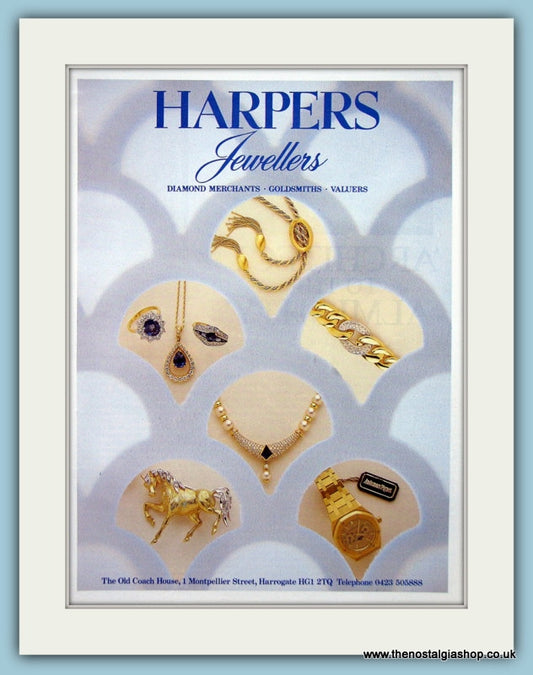 Harpers Jewellers Harrogate Original Advert 1986 (ref AD6224)