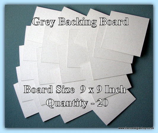 Backing Board. Grey, Size 9 x 9 Inch. Quantity 20 Sheets.