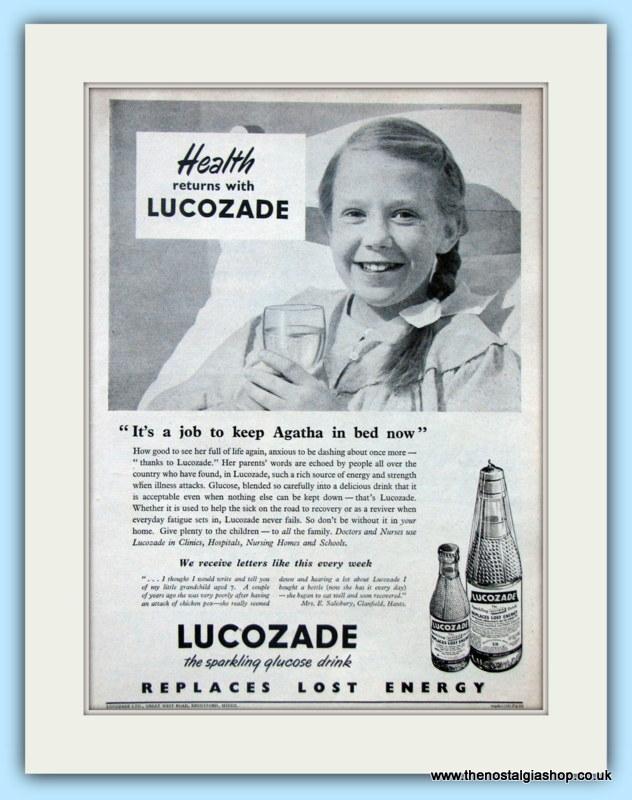 Lucozade. Set of 3 Original Adverts 1955 (ref AD4831)