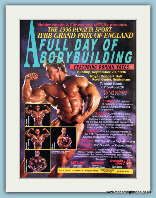 IFBB Bodybuilding Featuring Dorian Yates Original Advert 1996 (ref AD3926)