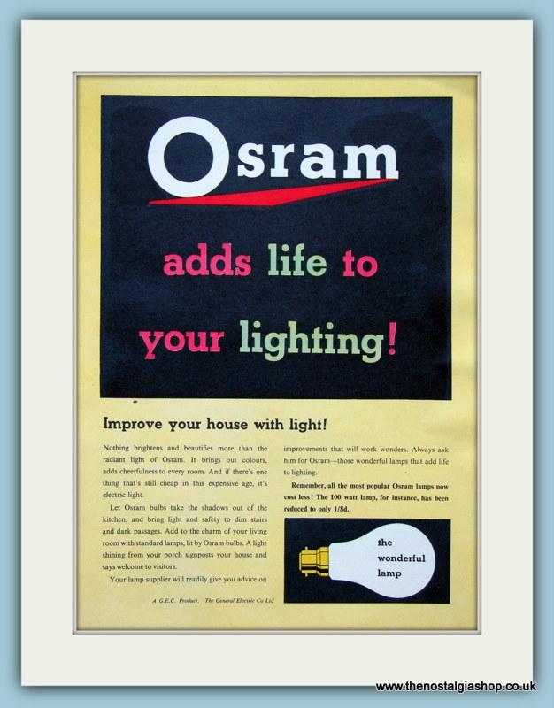 Osram Lighting. Set of 2 Original Adverts 1959/60 (ref AD2479)