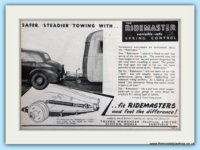 Ridemasters Caravan towing Spring Original Advert 1955 (ref AD6006)