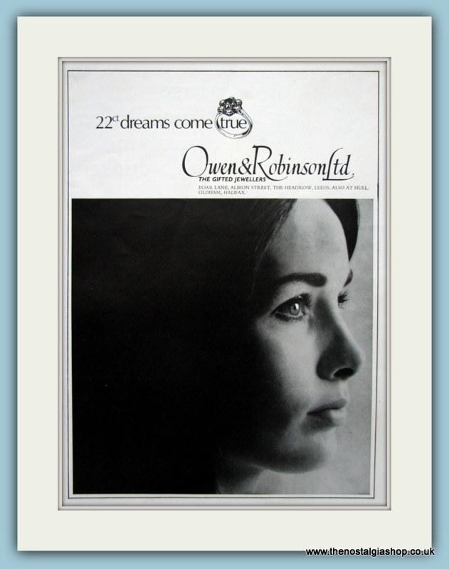 Owen & Robinson Jewellers Set Of 2 Original Adverts 1964 & 1967 (ref AD6250)