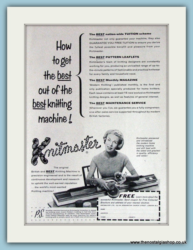 Knitmaster Knitting Machine Original Advert 1959 (ref AD3851)