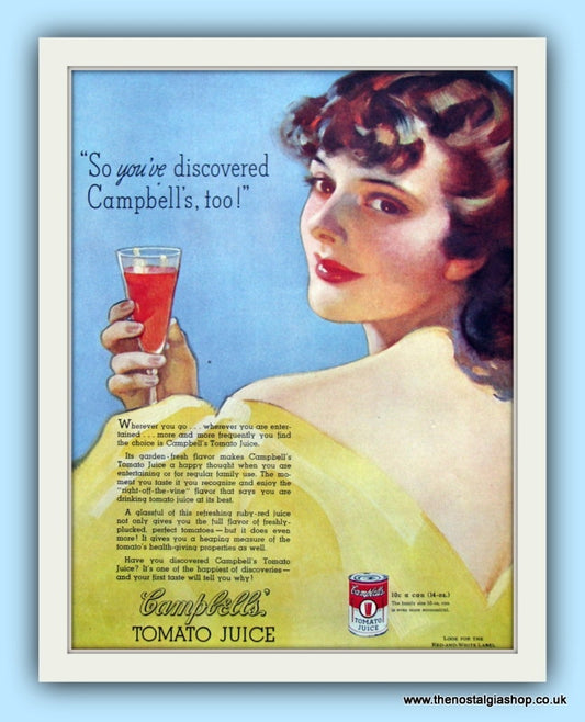 Campbells Tomato Juice. Original Advert 1936 (ref AD8119)