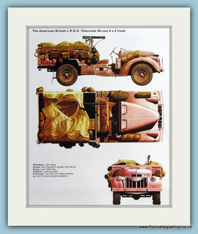 American/British L.R.D.G. Chevrolet 30-cwt 4 x 2 Truck Print (ref PR493)