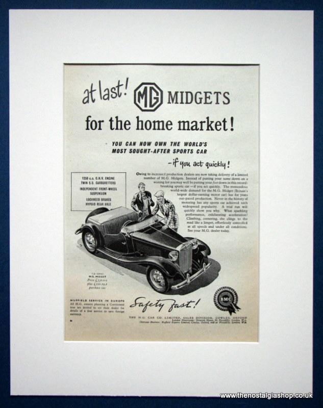 MG Midget TD Series. Set of 2 Original adverts 1950/53 (ref AD1360)
