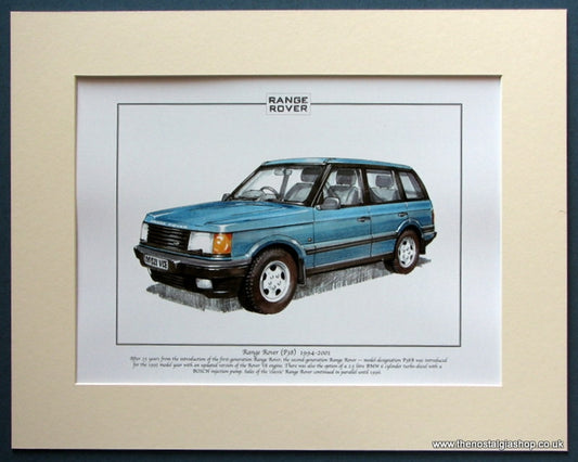 Range Rover P38 1994-2001. Mounted Print (ref PR3088)