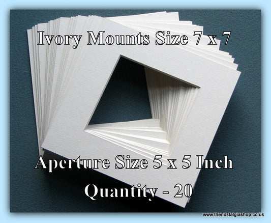 Mounts. Ivory, Size 7 x 7 Inch. Quantity 20 Mounts.
