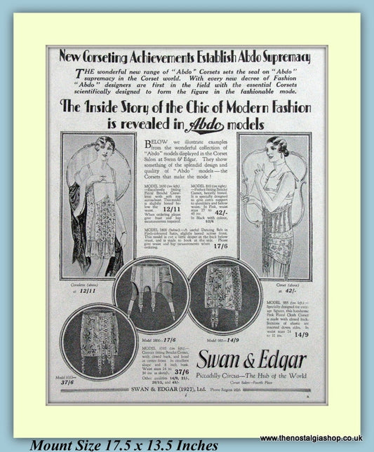 Swan & Edgar Abdo Corsets Original Advert 1927 (ref AD9240)