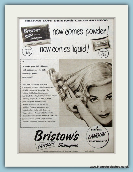 Bristow's Shampoo Original Advert 1954 (ref AD4335)