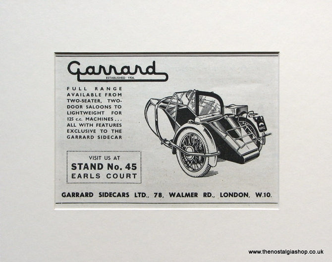 Garrard Sidecar 1951 Original Advert (ref AD1587)