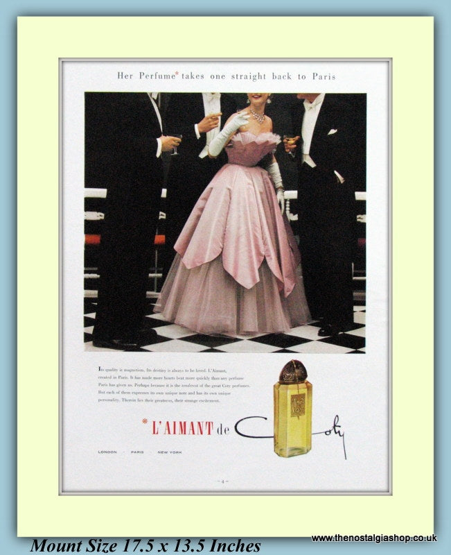 L'Aimant Coty Perfume Original Advert 1958 (ref AD9228)