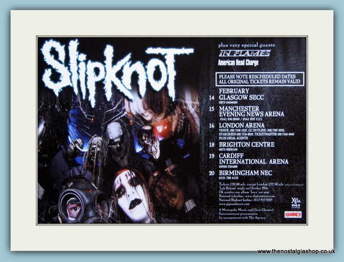 Slipknot UK Tour Original Advert 2001 (ref AD1963)