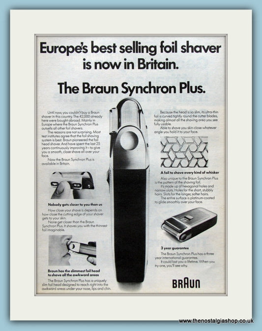 Braun Synchron Plus Shaver Original Advert 1975 (ref AD3896)