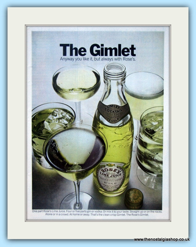 Rose's Lime Juice. The Gimlet. Original Advert 1971 (ref AD4867)