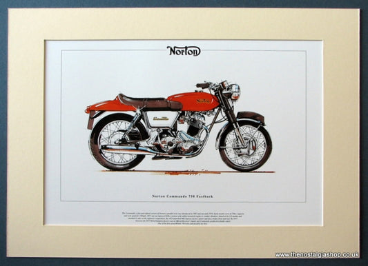 Norton Commando 750 Fastback Mounted Motorcycle Print (ref PR3045)