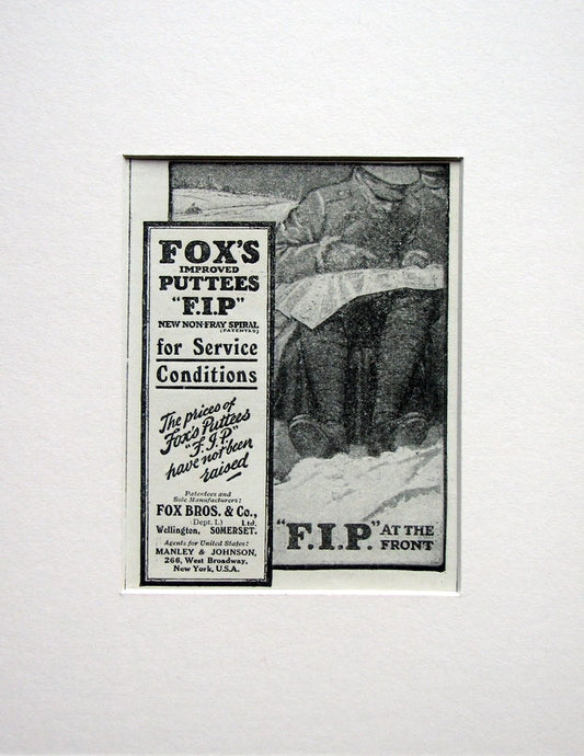Fox's Puttees F.I.P Original advert 1915 (ref AD1518)