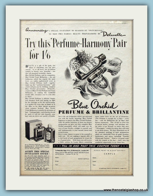 Blue Orchid Perfume. Original Advert 1951 (ref AD3597)