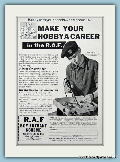 R.A.F Set Of 4 Original Adverts 1957 (ref AD6268)