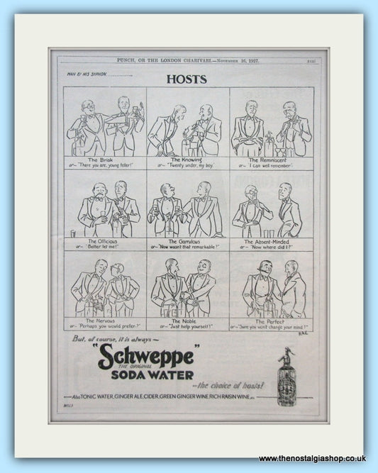 Schweppe Soda Water Original Advert 1927 (ref AD4976)