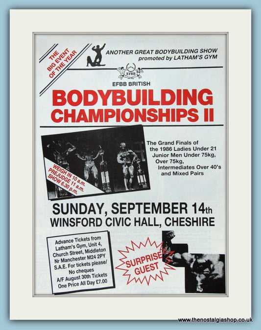 EFBB British Bodybuilding Championship II Original Advert 1986 (ref AD3923)