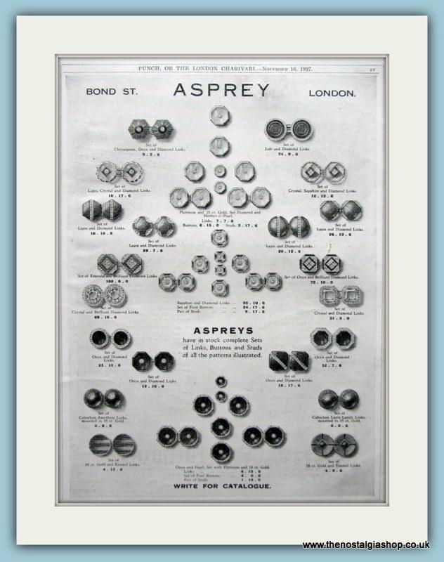 Asprey Bond Street Jewellers Set Of 2 Original Adverts 1927 (ref AD6260)