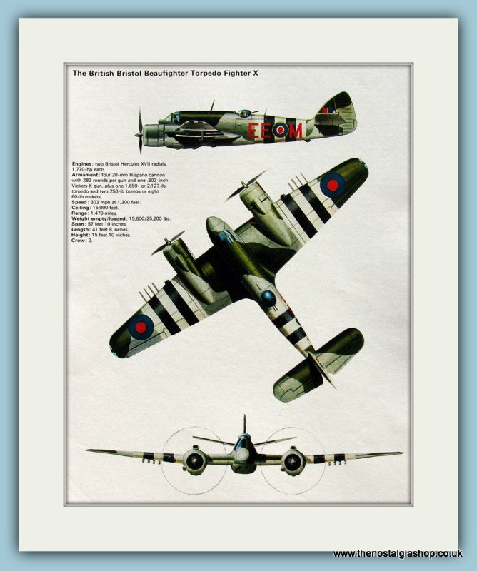 British Bristol Beaufighter Torpedo Fighter X Print (ref PR527)