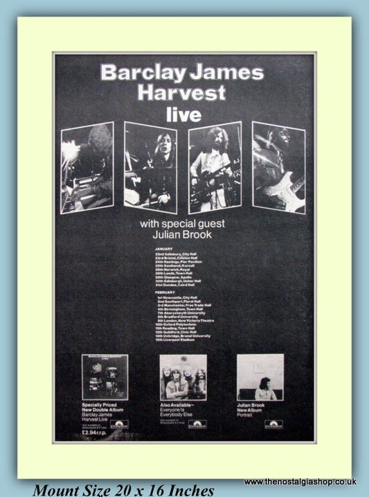 Barclay James Harvest Live Tour Dates Original Advert 1975 (ref AD9299)