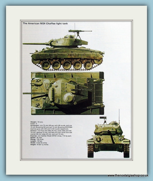 American M24 Chaffee Light Tank Print (ref PR498)