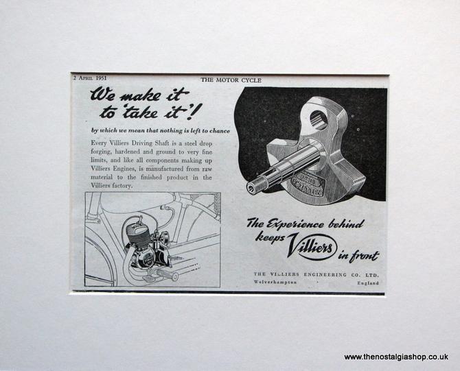 Villiers Engines. Set of 3 x Original adverts 1950s (ref AD1609)