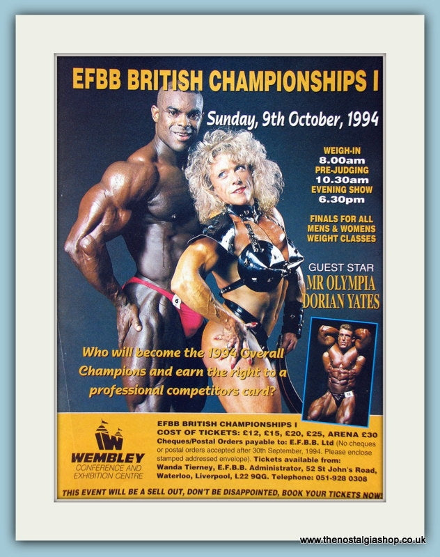 EFBB British Championships I Dorian Yates Original Advert 1994 (ref AD3930)