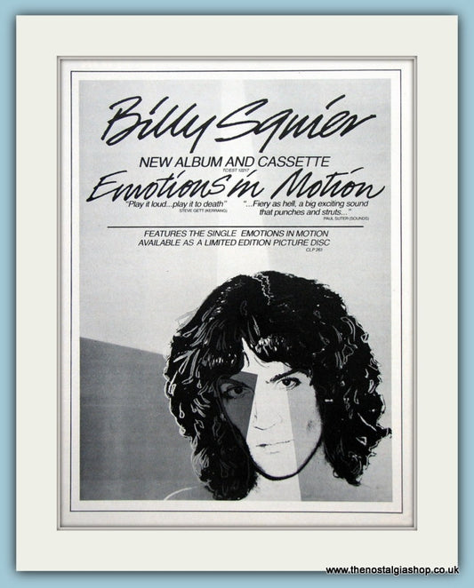 Billy Squier Emotions In Motion Original Music Advert 1982 (ref AD3579)