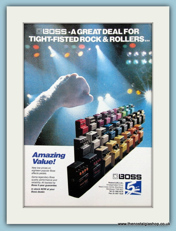 boss pedal poster Boss Effects Pedal Original Advert 1989 (ref AD2718) – The Nostalgia Shop