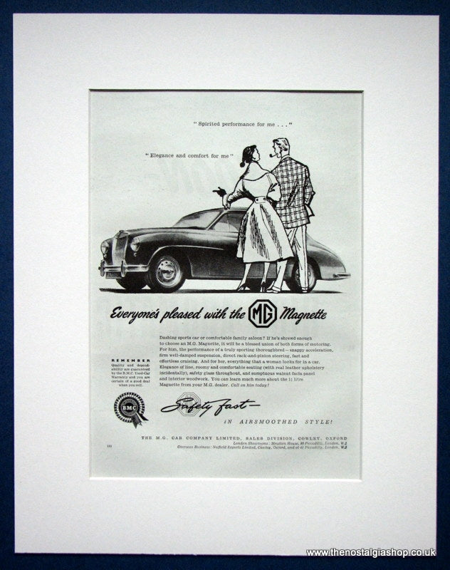 MG Magnette. Original advert 1955 (ref AD1361)
