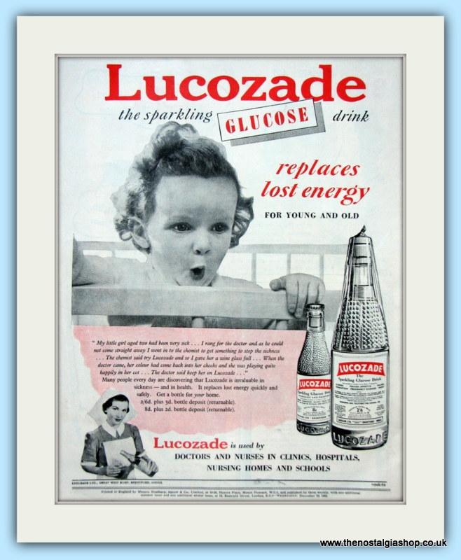 Lucozade Set of 2 Original Adverts 1950s (ref AD4833)