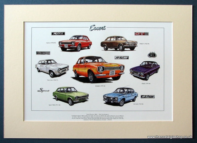 Ford Escort Mk I  The Performers. Mounted print (ref PR57)