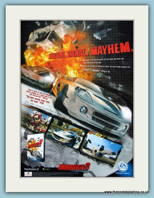 Burnout 3 Computer Game Original Advert 2004 (ref AD3974)