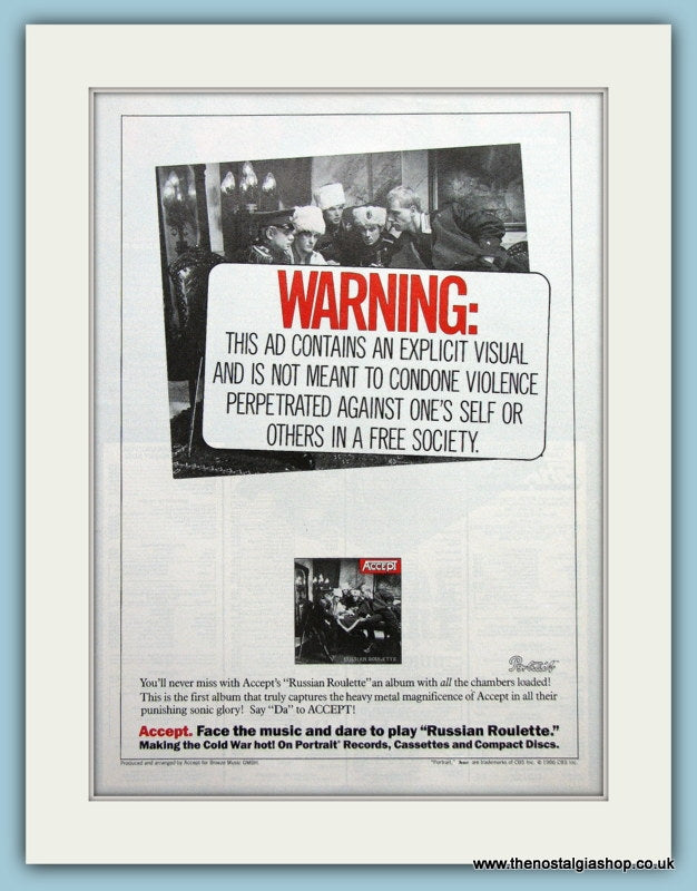 Accept, Russian Roulette 1986 Original Advert (ref AD3171)