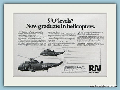 Royal Navy Helicopters. Set of 2 Original Adverts 1970's (ref AD6059)